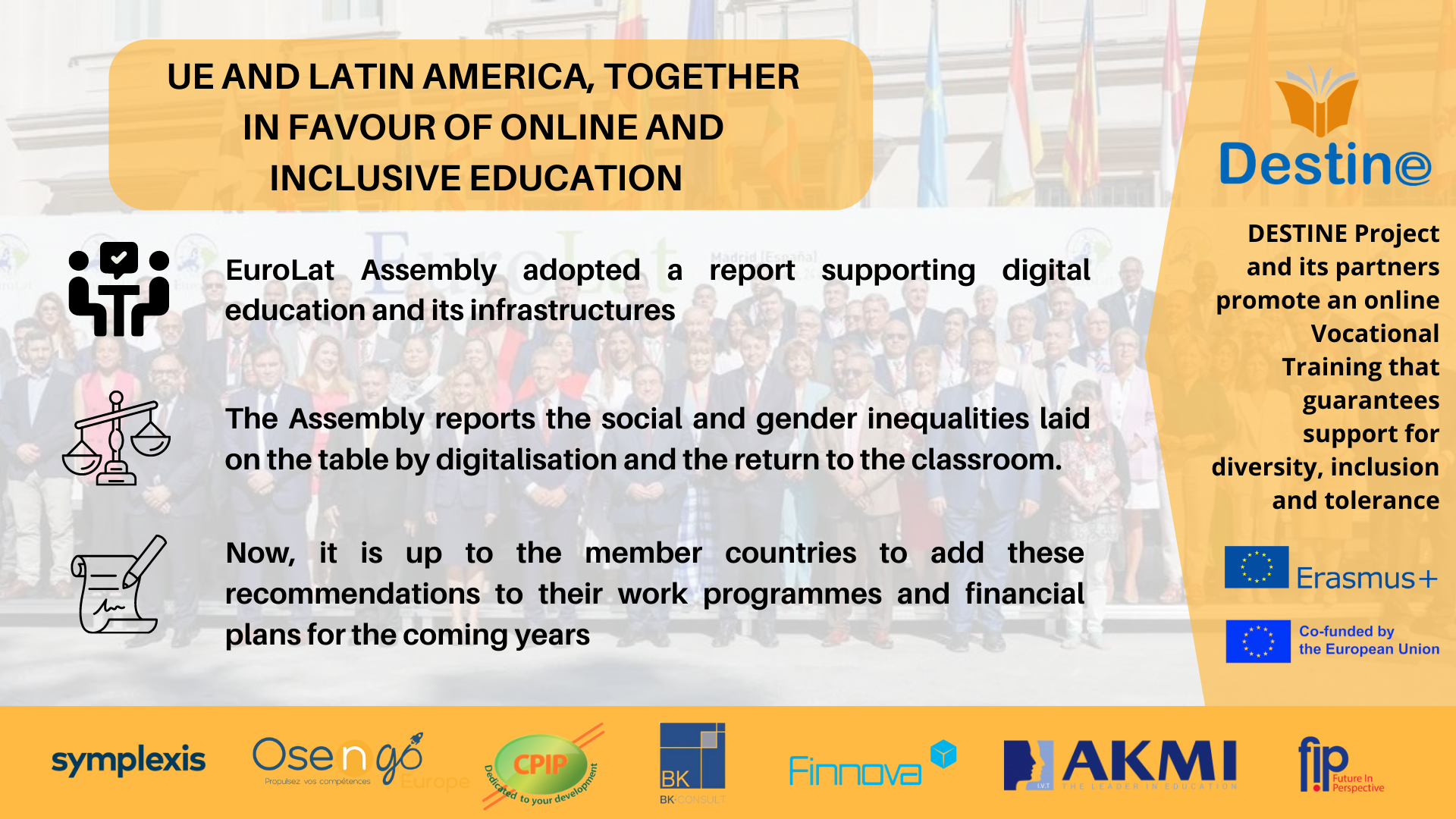 Destine welcomes EU-Latin America agreement on online and inclusive education at Eurolat Assembly